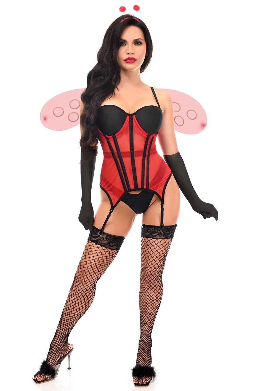 4001 Lavish 4 PC Sexy Ladybug Lingerie Costume XLarge